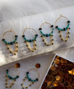 Golden Soélie hoop earrings - Emerald green 7
