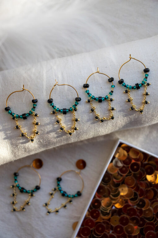 Golden Soélie hoop earrings - Emerald green 3