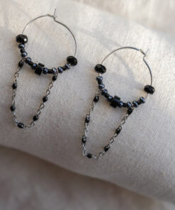Silver Soélie hoop earrings - Black 6
