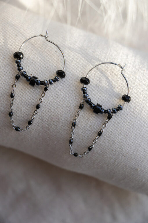 Silver Soélie hoop earrings - Black 3