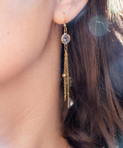 Boucles d'oreilles filantes Sohane - Transparent doré 5
