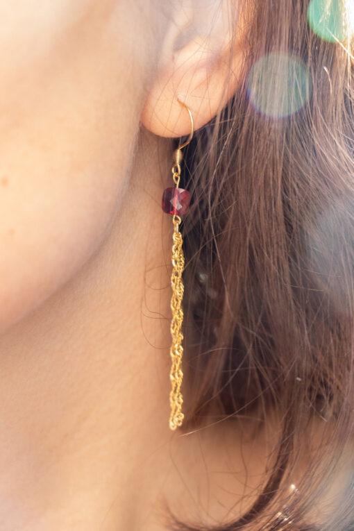 Boucles d'oreilles filantes Sohane - Rouge doré 1
