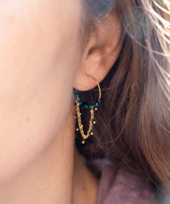 Golden Soélie hoop earrings - Emerald green 6