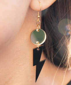 XL flash earrings - Black and gold 3