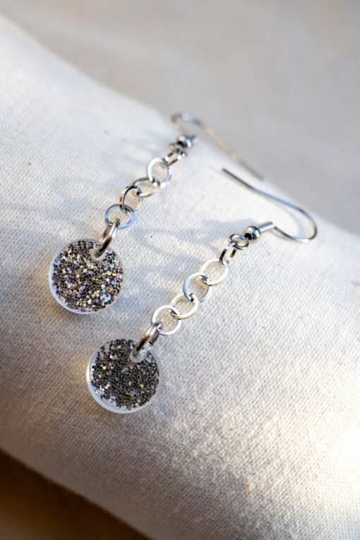 Fany earrings - Silver glitter 1