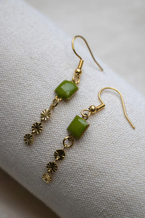 Golden Clem earrings - Green 2