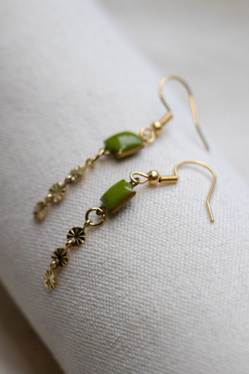 Golden Clem earrings - Green 1