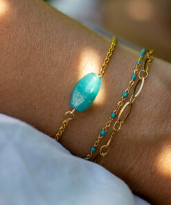 Bracelet double Anicia - Turquoise et doré 6