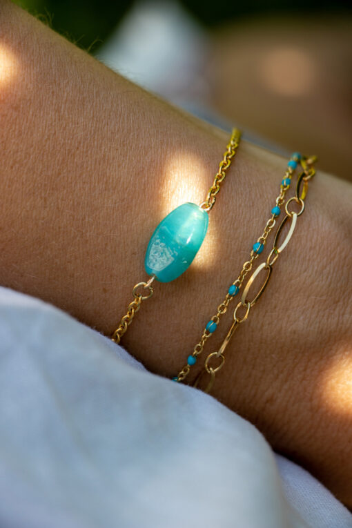 Bracelet double Anicia - Turquoise et doré 2