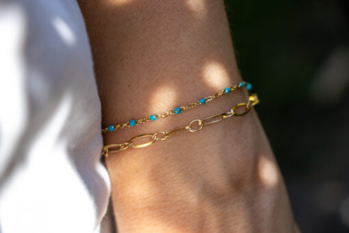 Bracelet double Anicia - Turquoise et doré 1