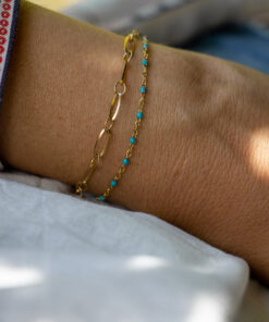 Bracelet double Anicia - Turquoise et doré 7