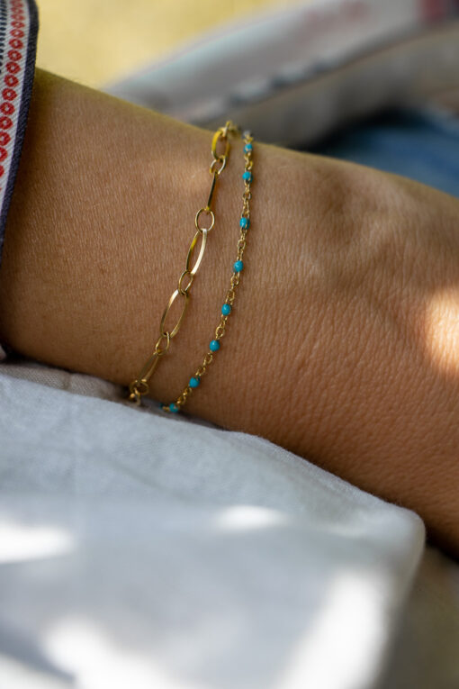 Bracelet double Anicia - Turquoise et doré 3